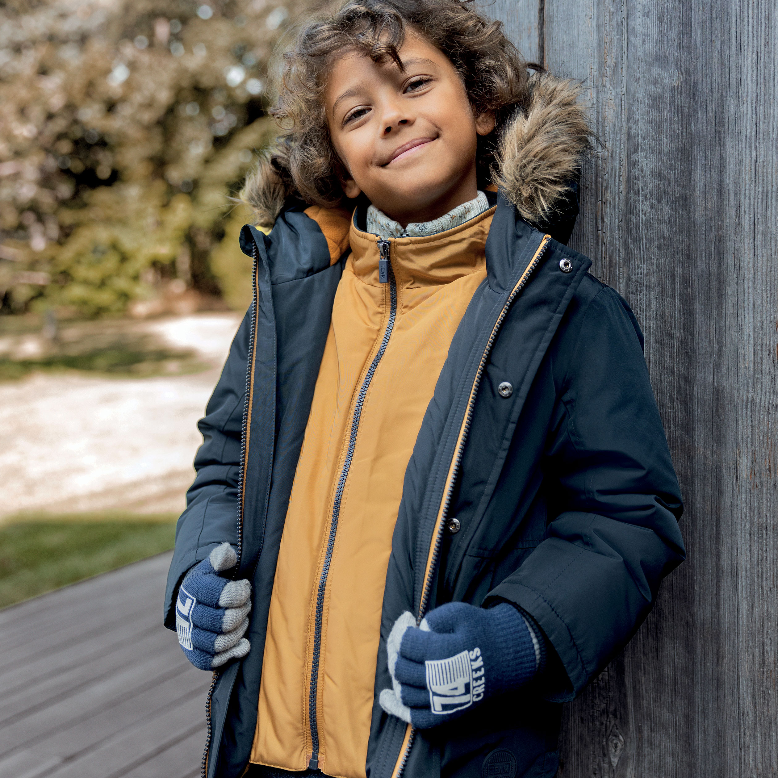 Parka droite doublée à capuche bleu marine garçon | La Halle