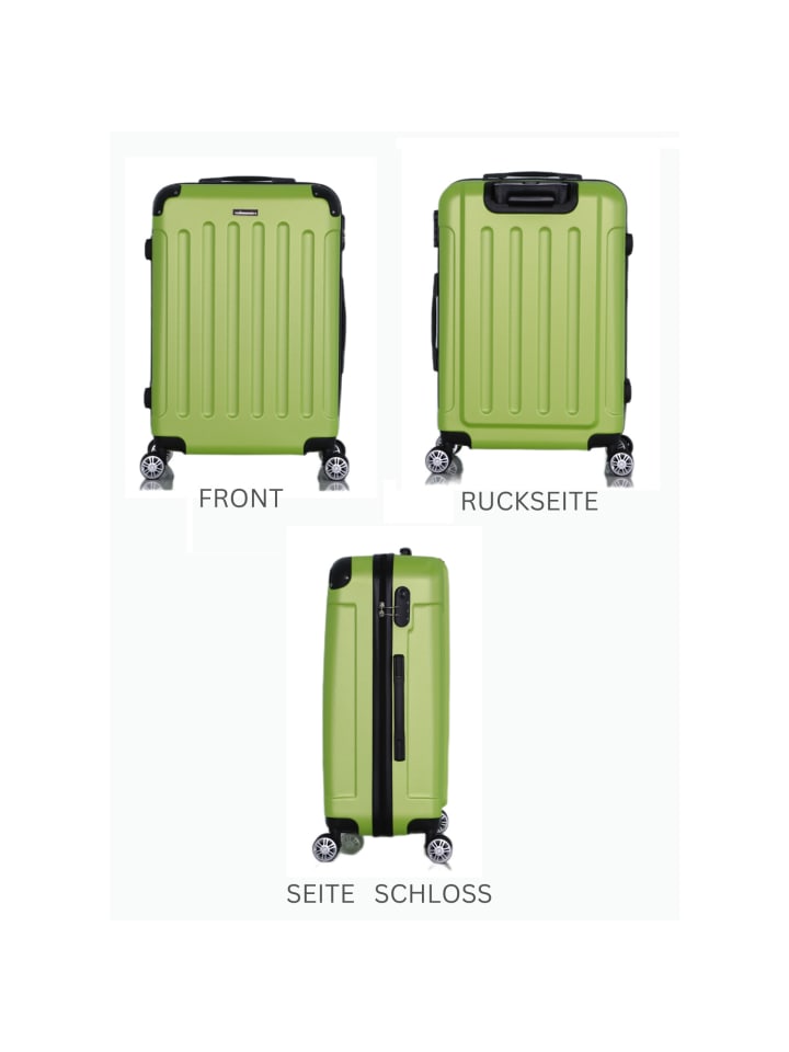 Cheffinger Reisekoffer Koffer 3 tlg Hartschale Trolley Set Kofferset Handgepäck in Grün günstig kaufen onesize