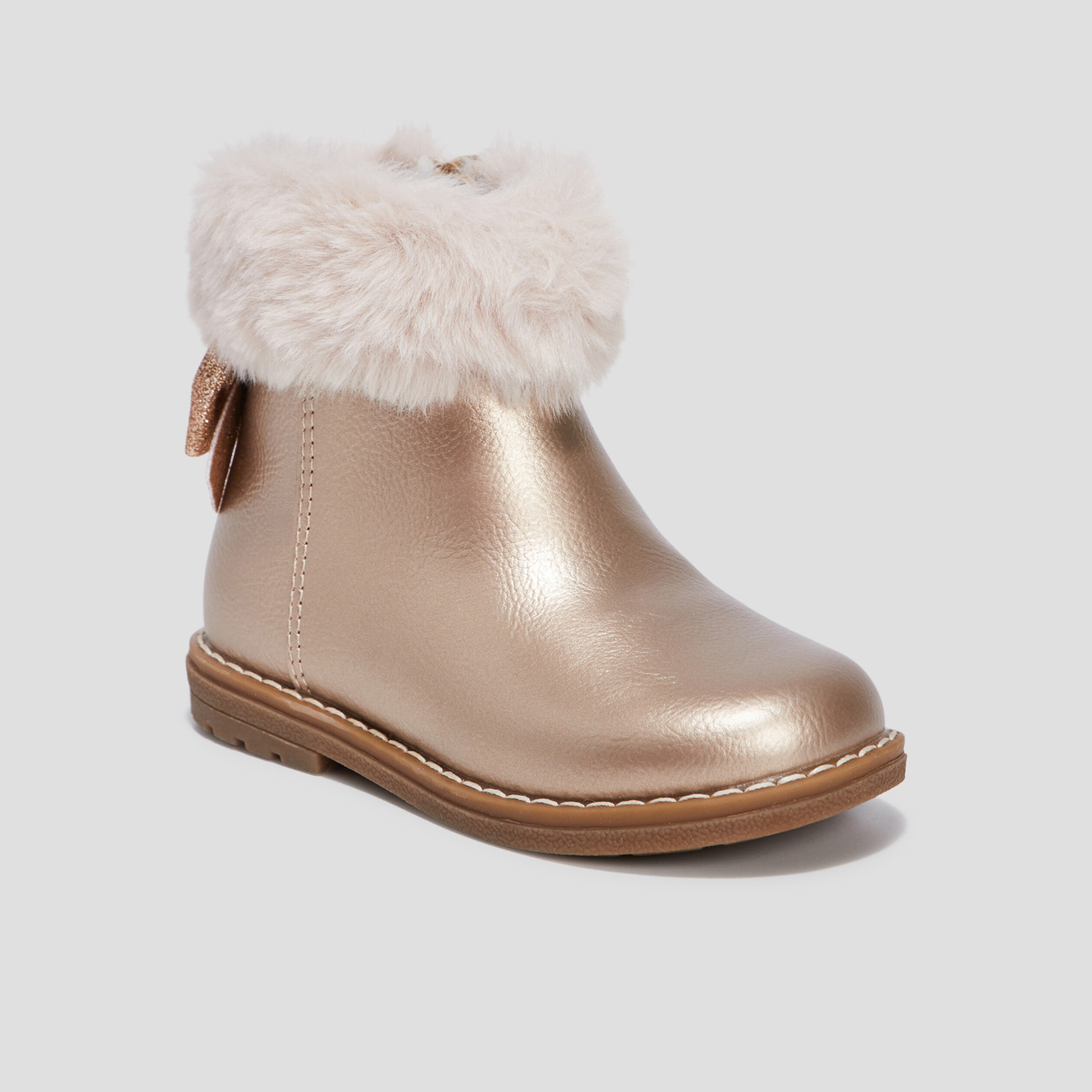 Bottines métallisées à noeuds jaune or fille | La Halle