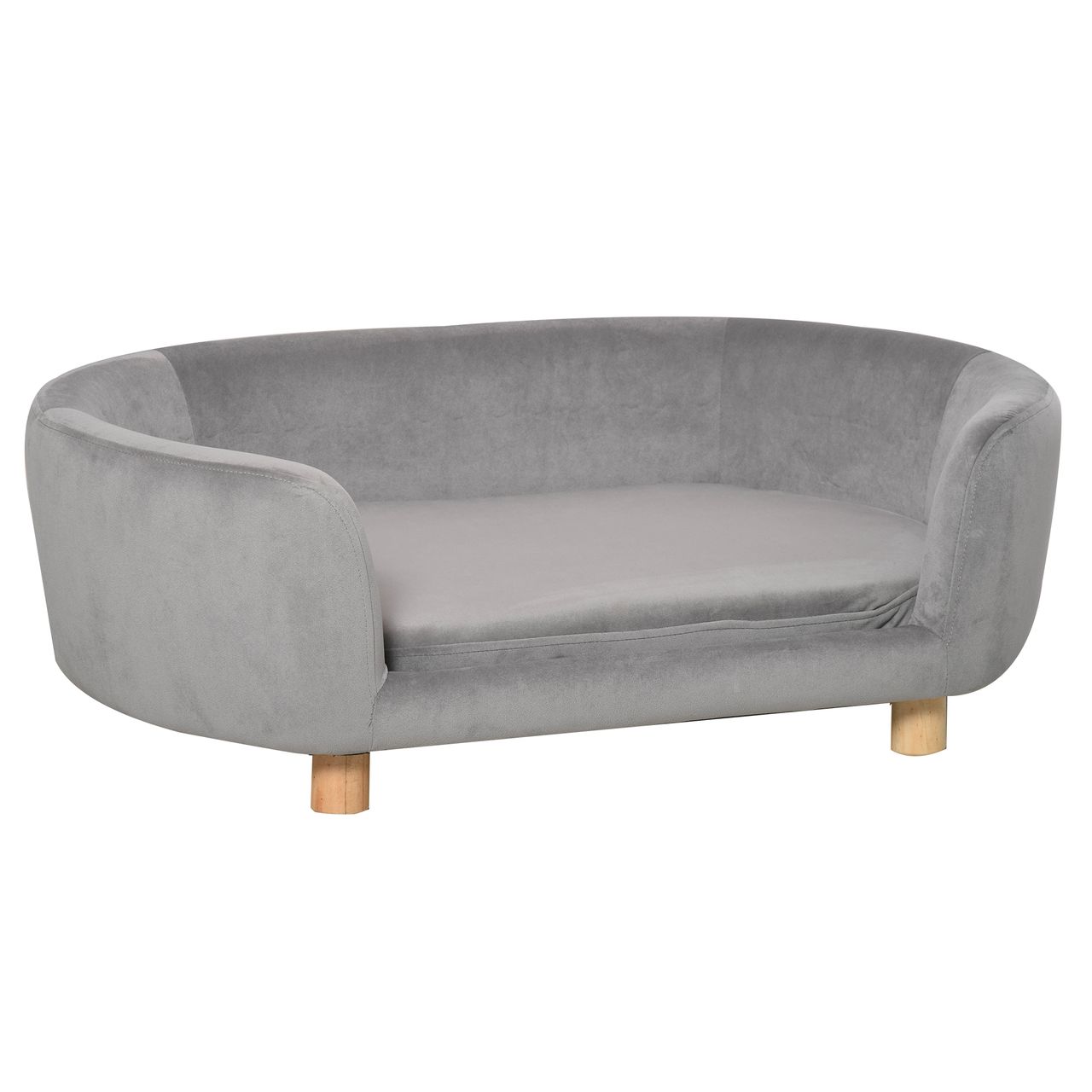 PawHut Katzensofa Haustiersofa Hundesofa Samt moderne Hellgrau
