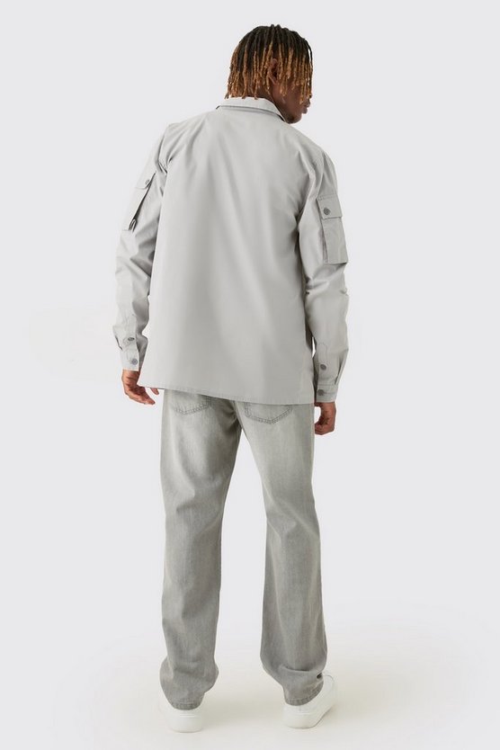 Tall langärmliges Hemd mit Utility-Taschen