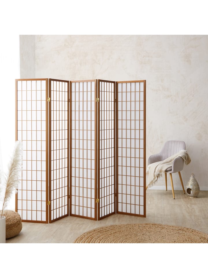 Homestyle4u 5-tlg. Paravent in Braun 220x175 günstig kaufen onesize