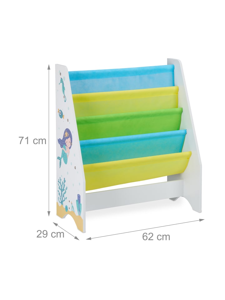 relaxdays Kinder Bücherregal Meerjungfrau in Bunt - (B)62 x (H)71 x (T)29 cm günstig kaufen onesize