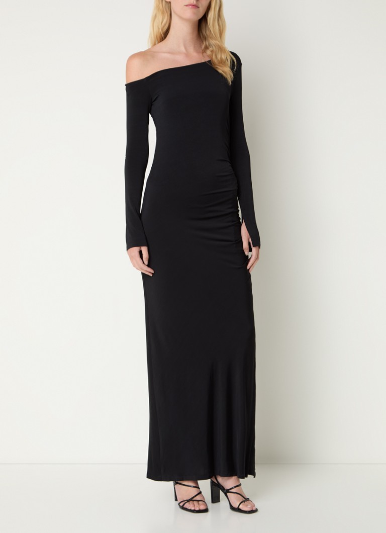 HUGO BOSS Niolea maxi one-shoulder dress with pleat detail and slit