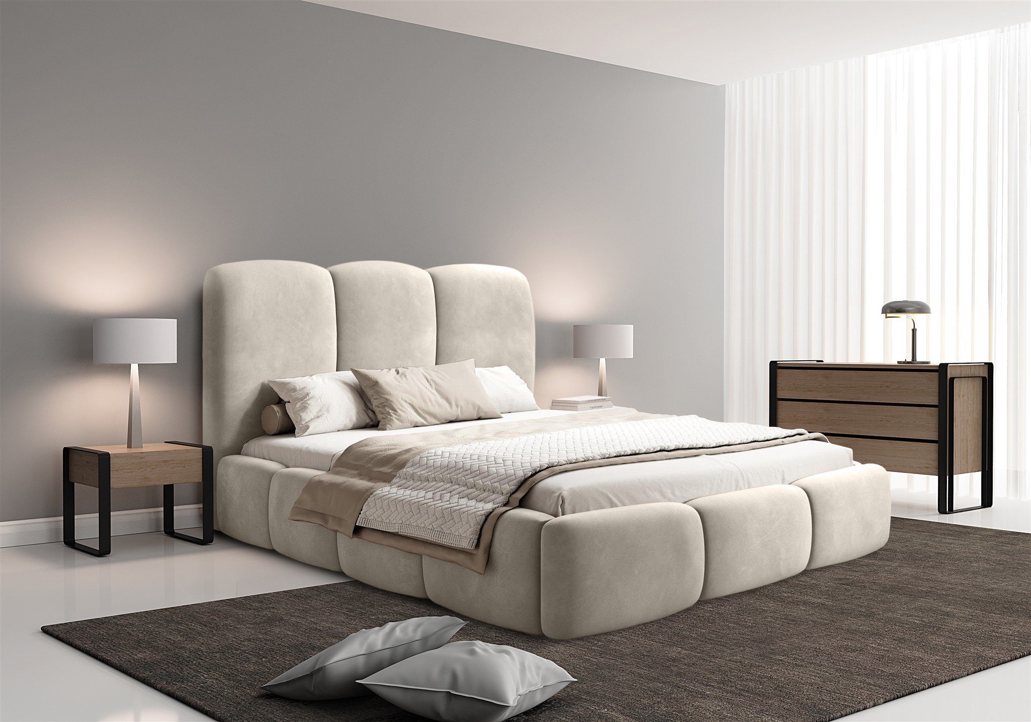 Fun Möbel Polsterbett Doppelbett Schlafzimmerbett GRACIA in Stoff (mit Lattenrost, ohne Matratze, inkl. Bettkasten)