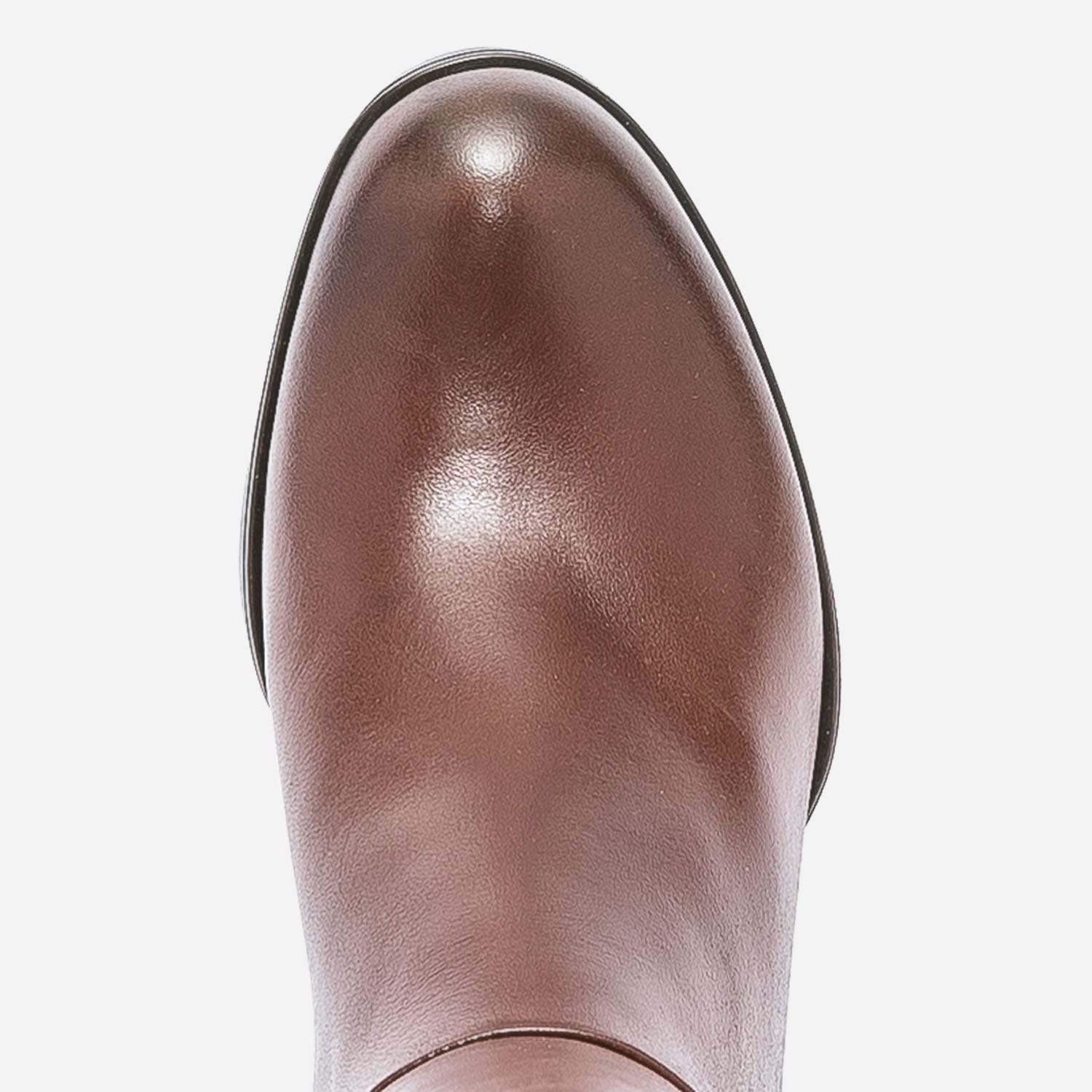 Botte cognac en cuir pour mollet large
