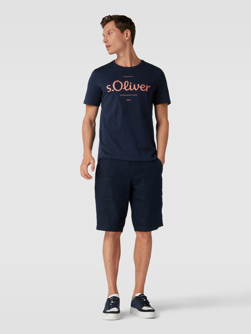 T-Shirt mit Label-Print in marineblau