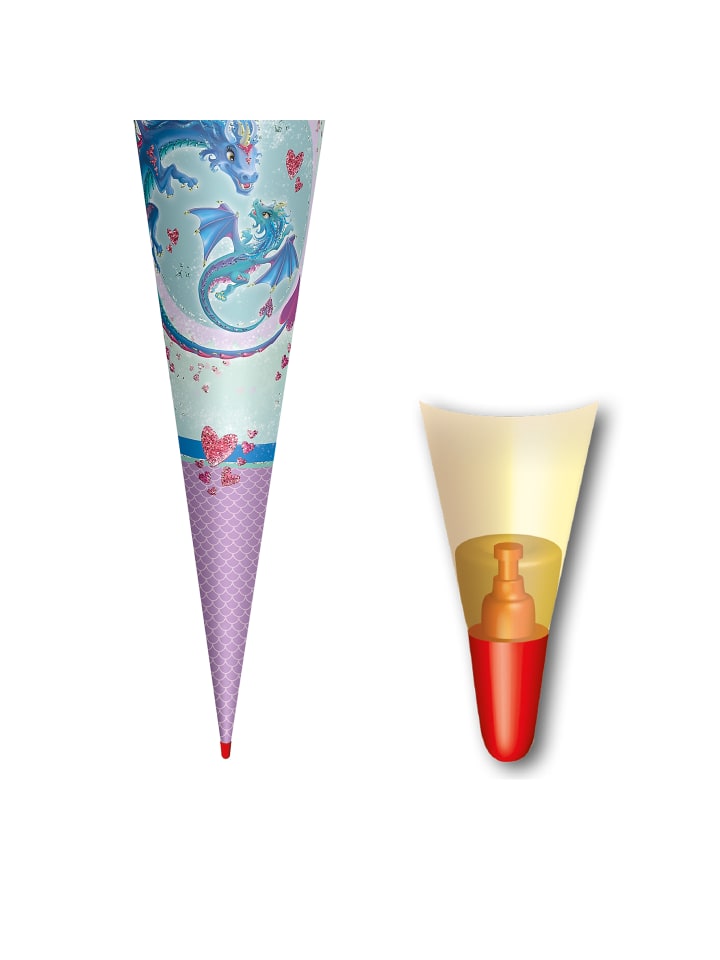 ROTH Schultüte groß Drachenliebe 70 cm, Glitter in Hellblau günstig kaufen onesize