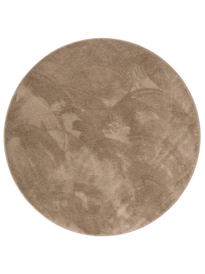 Pergamon Hochflor Langflor Teppich Super Soft Melia Rund in Taupe günstig kaufen