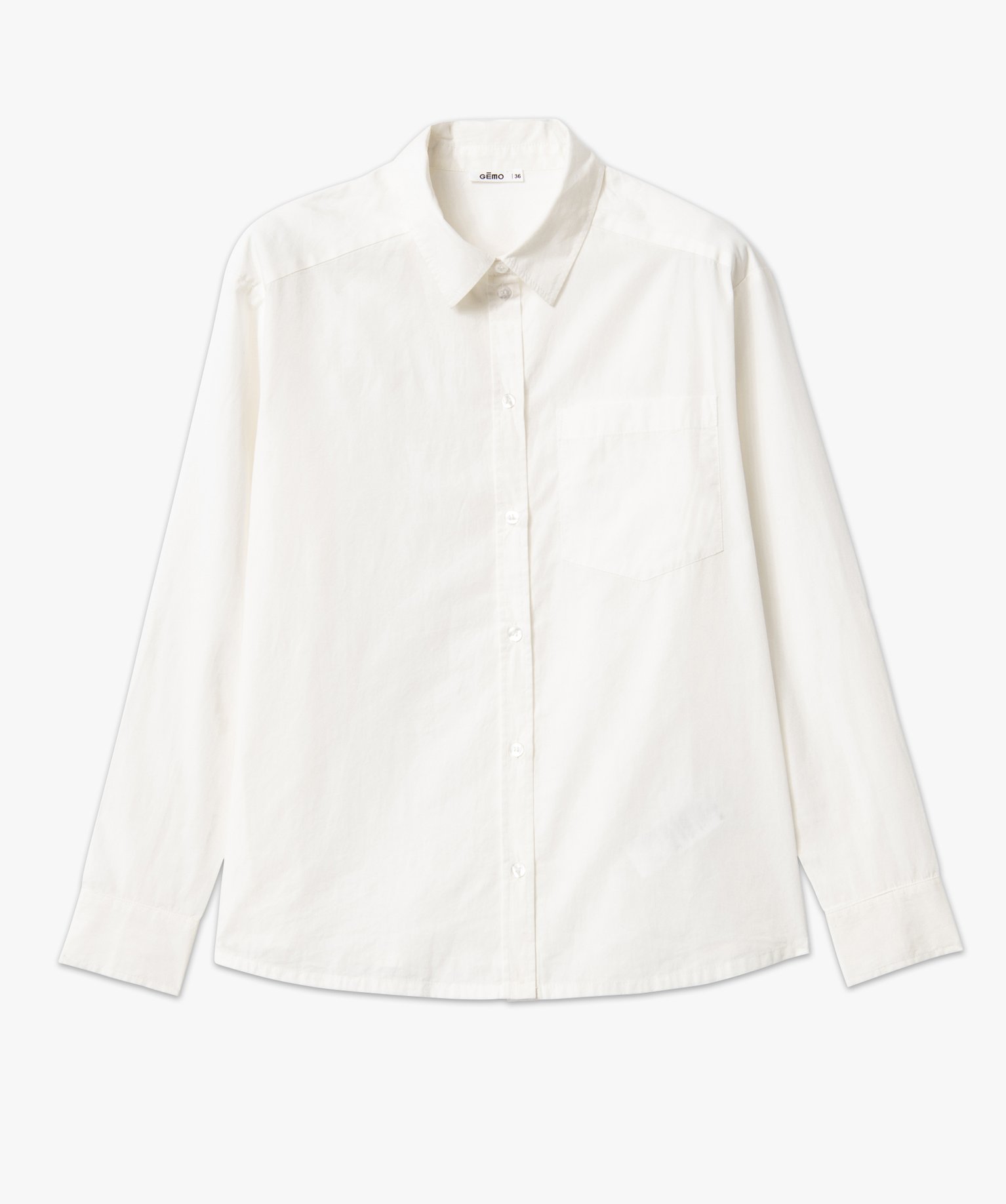 Chemise ample en coton uni femme blanc | GEMO