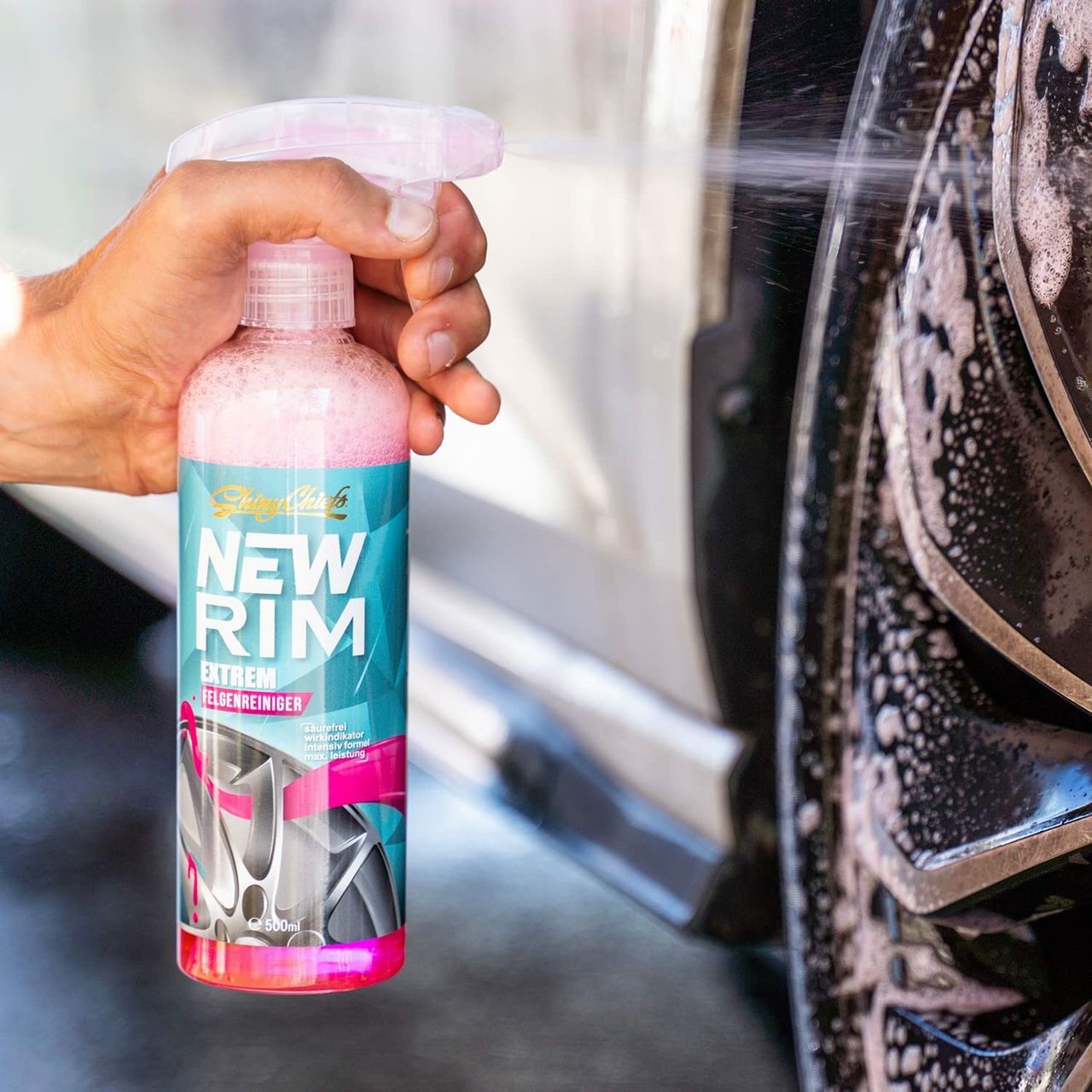 ShinyChiefs NEWRIM EXTREM - Felgenreiniger Sprühflasche pH-neutral mit extremer Lösekraft 500ml