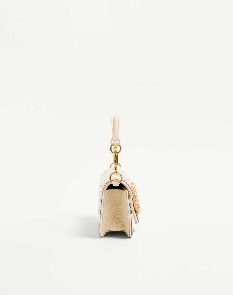 Bolsa de ombro pequena Valentino Garavani Locò bordada com logotipo de joia