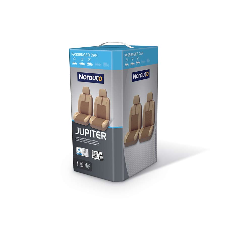NORAUTO Sitzbezug für 2 Vordersitze, Design JUPITER-1 creme-beige, in Leder-Optik - ATU
