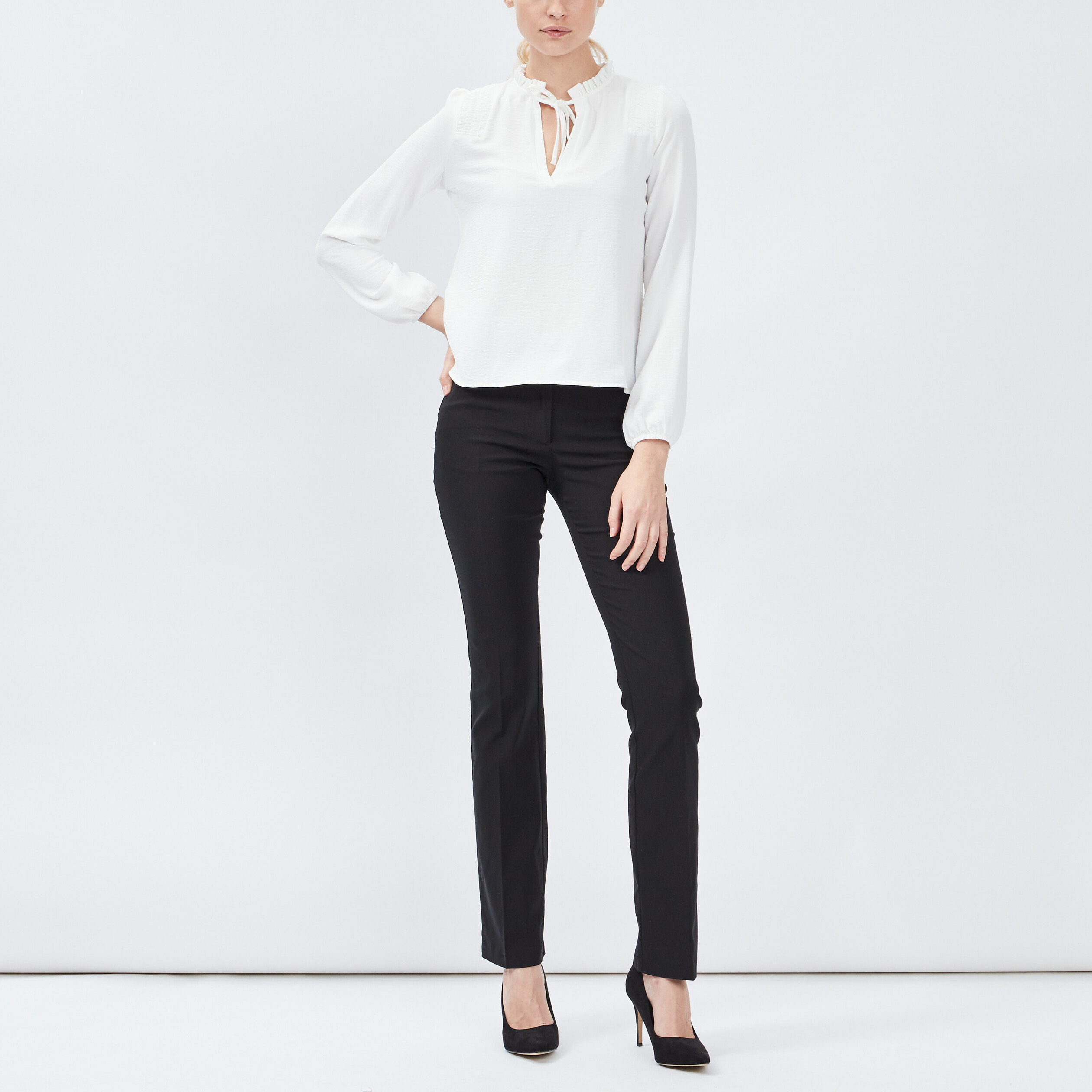 Pantalon bootcut taille basse noir femme | La Halle