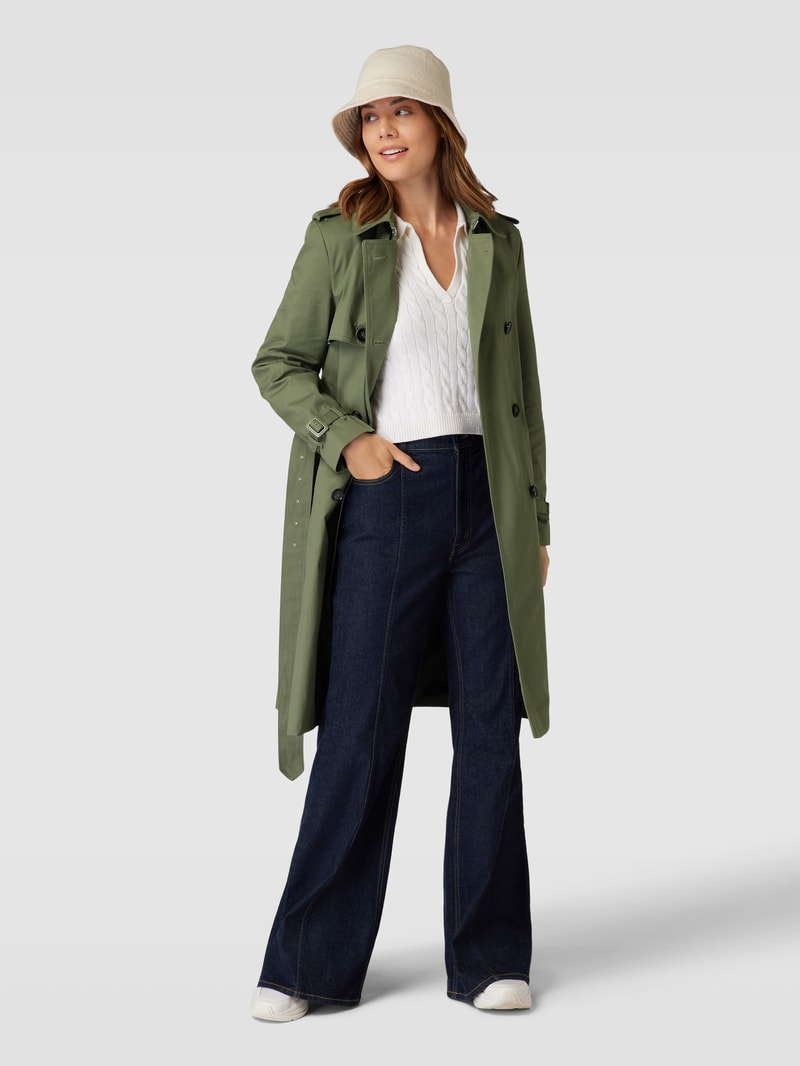 Trenchcoat mit Ärmelriegeln Modell 'POLANA' in olivgrün