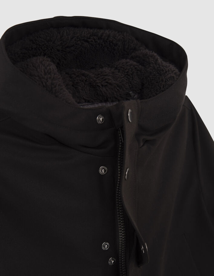 Parka noire à capuche doublure matelassée garçon