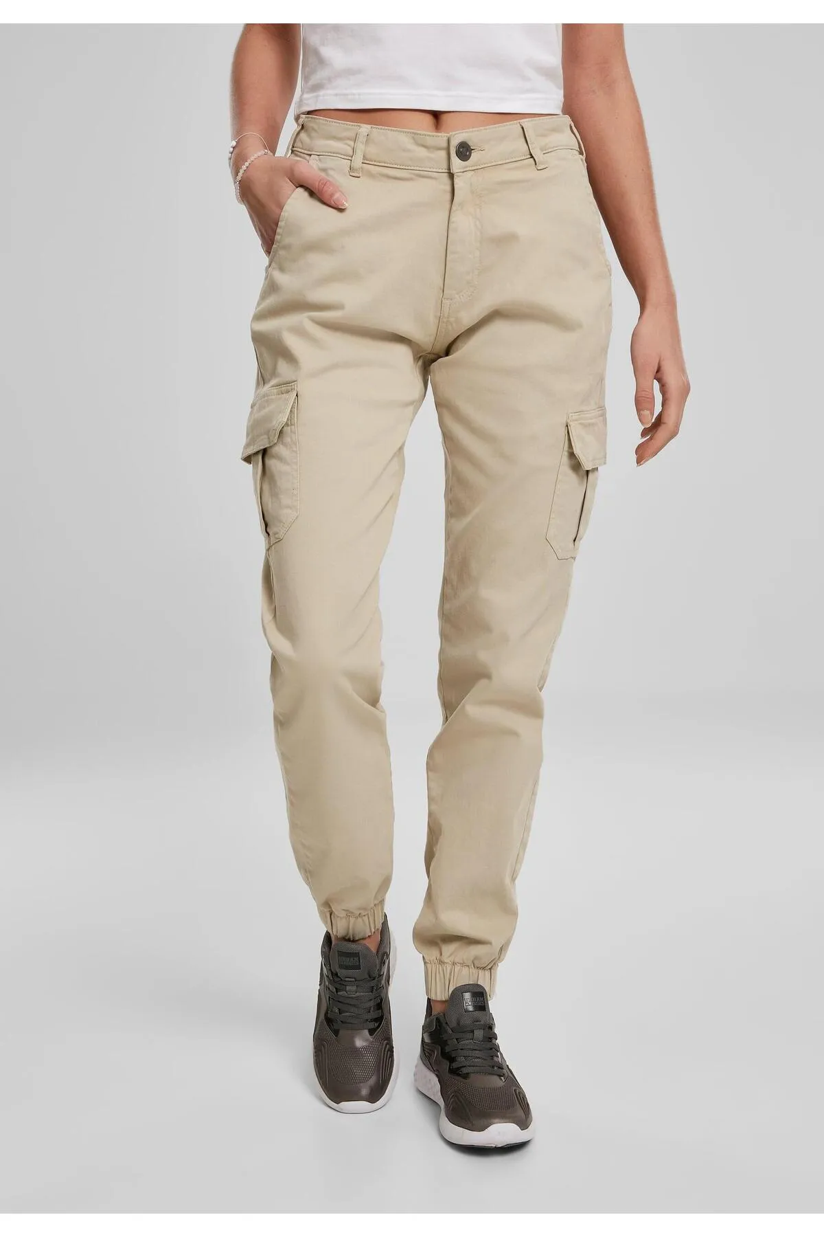 Urban Classics  Damen Cargohose mit hoher Taille für Damen