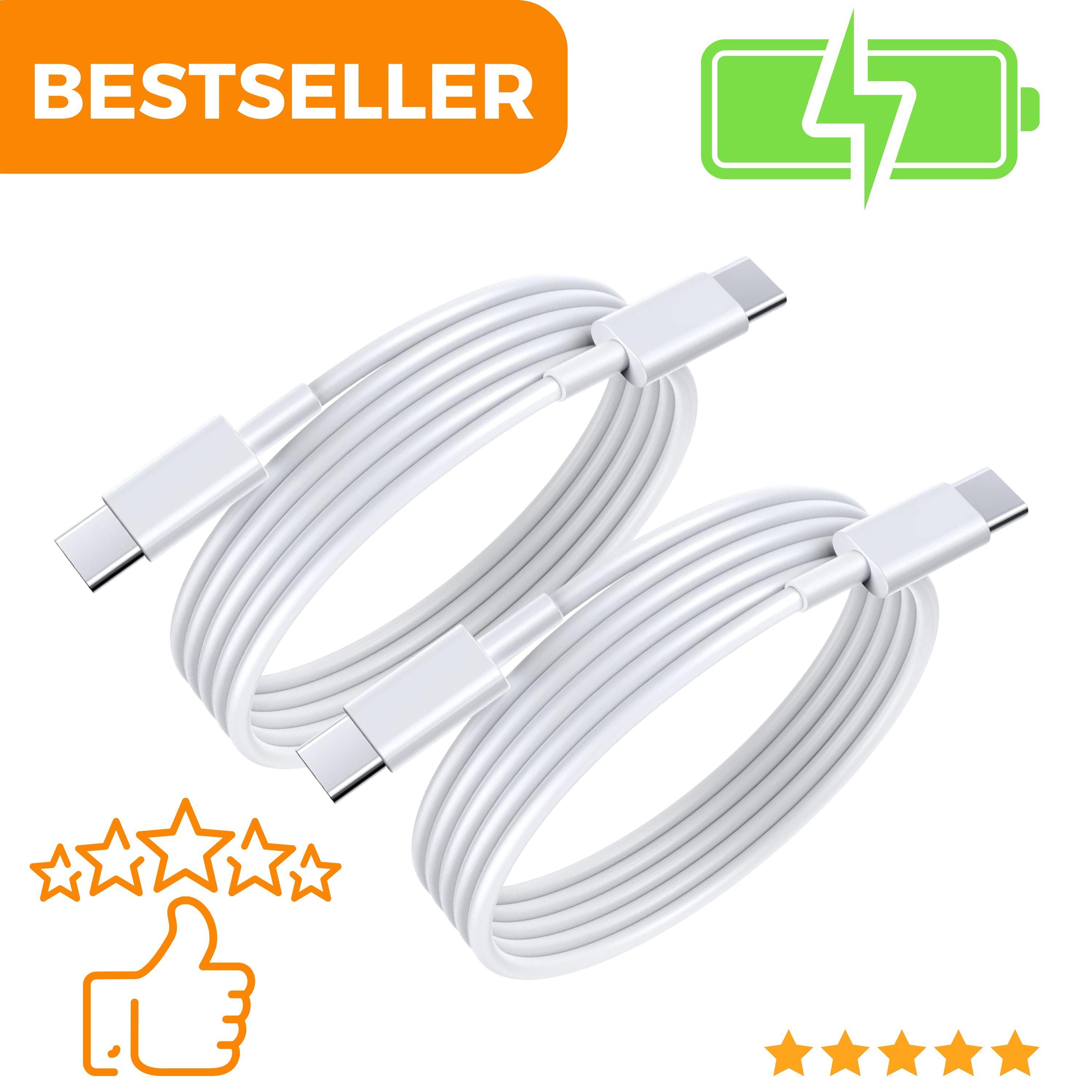 Shopbrothers Schnellladekabel USBC passt für Samsung Galaxy S23 S22 S21 iPhone 15 USB-Kabel, USB-C, USB-C, Typ C (Eurostecker) (100 cm), Schnellladefunktion, Verstärkte Konnektivität, Flexible Längen
