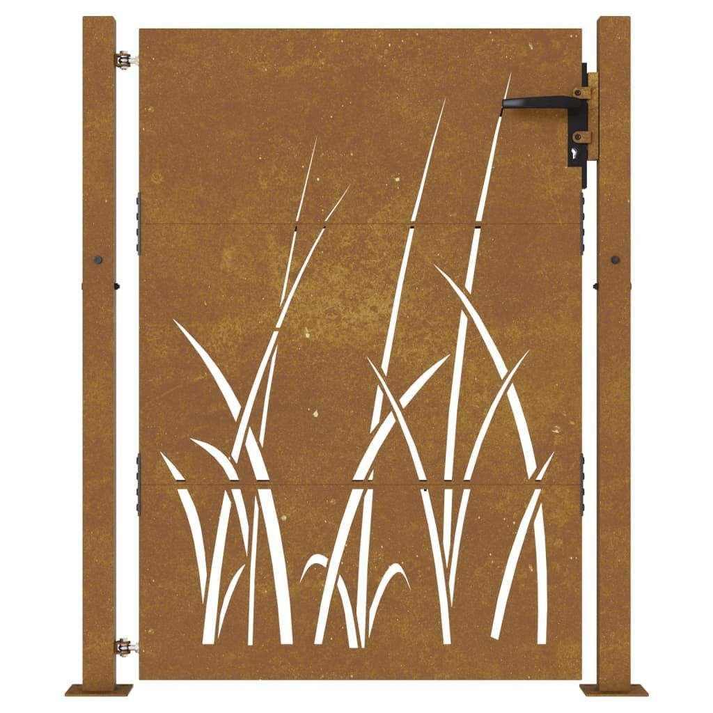 vidaXL Gartentor Gartentor 105x130 cm Cortenstahl Gras-Design