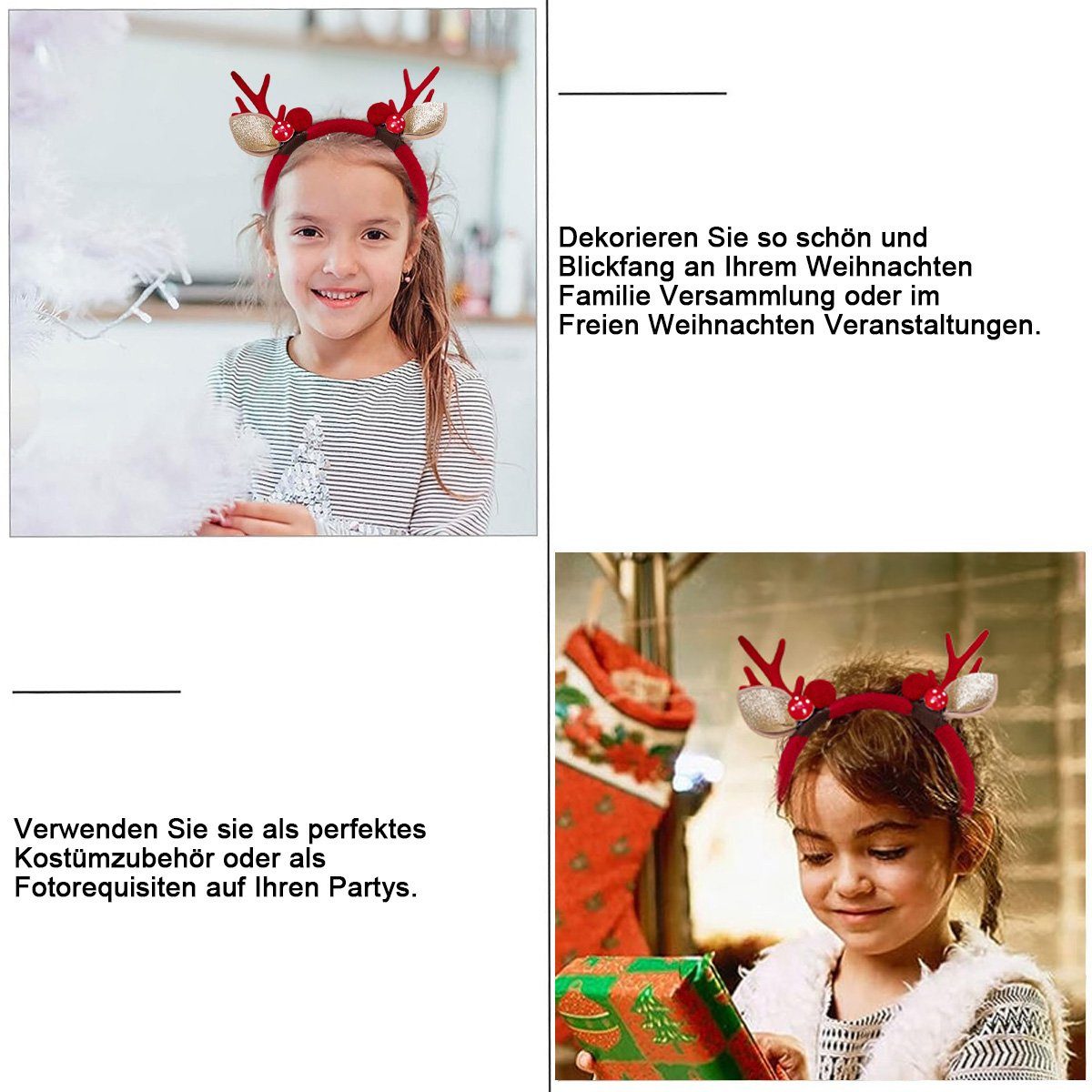 ZmdecQna Haarband Weihnachts Haarreif für Kinder/Mädchen/Damen/Weihnachten Party