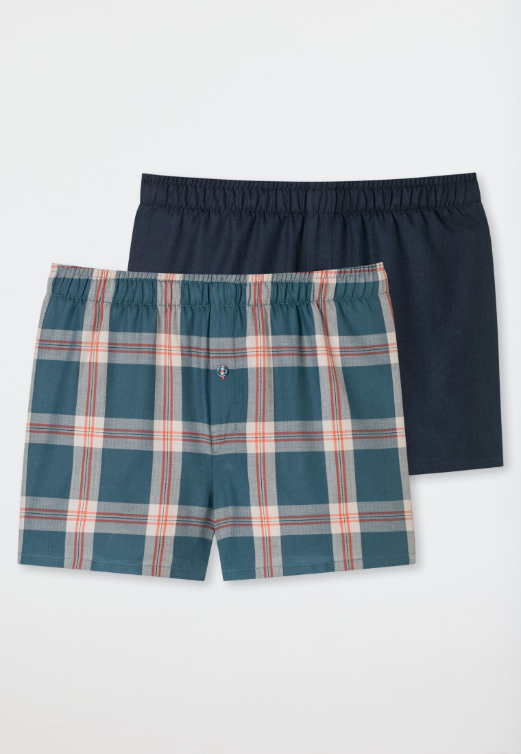 Boxershorts Webware 2er Pack Karos nachtblau/ mehrfarbig - Boxershorts Multipacks