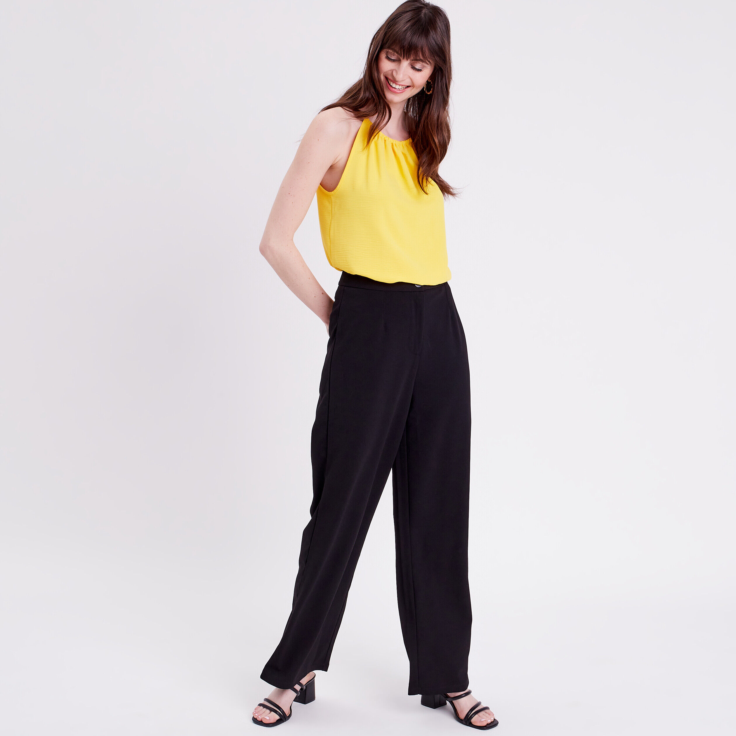 Blouse bretelles fines jaune pastel femme | Cache Cache