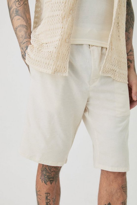 Tall Leinen-Shorts mit elastischem Bund