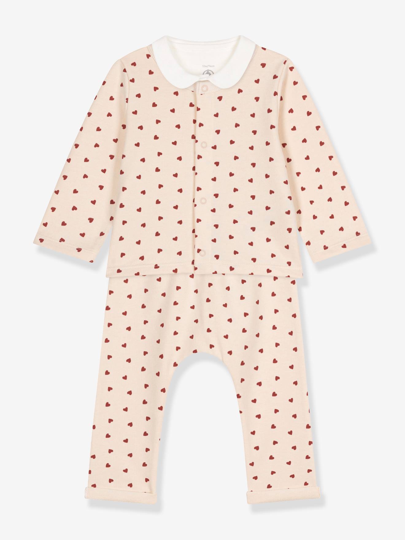 Petit Bateau 3-teiliges Baby-Set PETIT BATEAU, leichte Sweatware - beige bedruckt