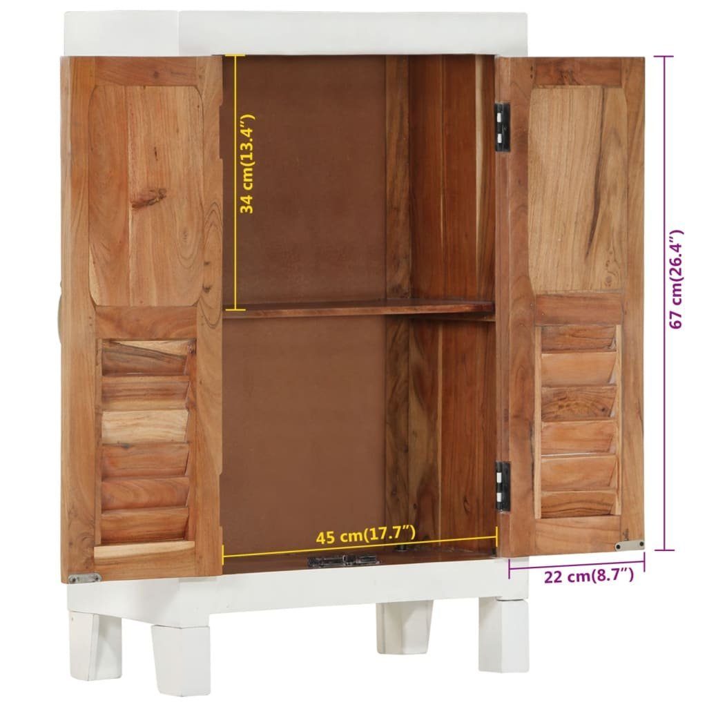 vidaXL Sideboard Sideboard Weiß 55x30x90 cm Massivholz Akazie (1 St)