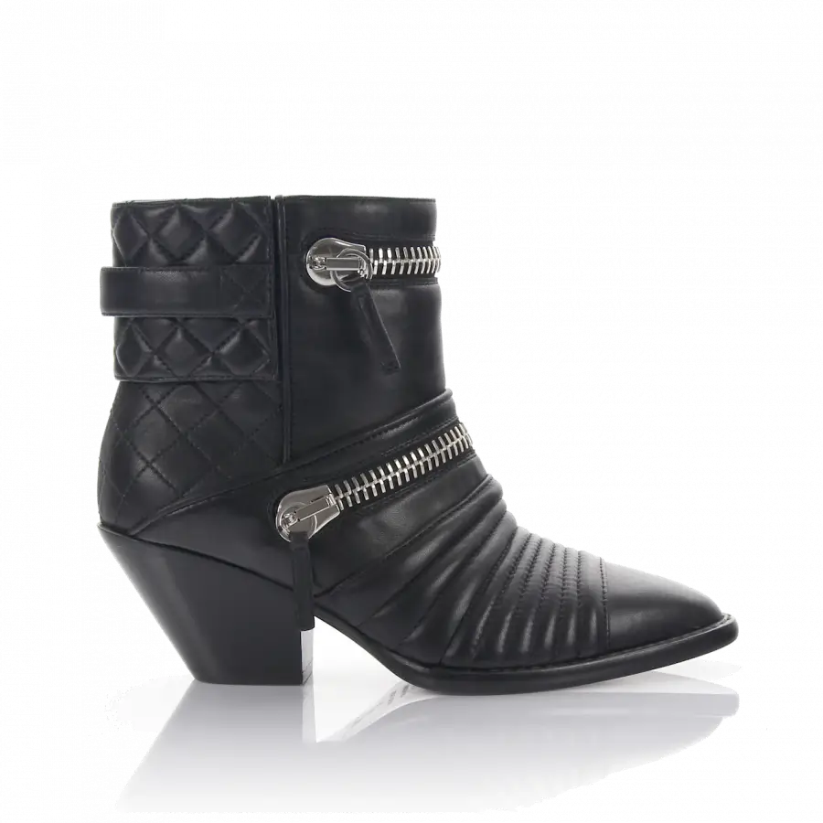 Giuseppe Zanotti - Stiefeletten Nappaleder Zierreißverschluss schwarz - schwarz