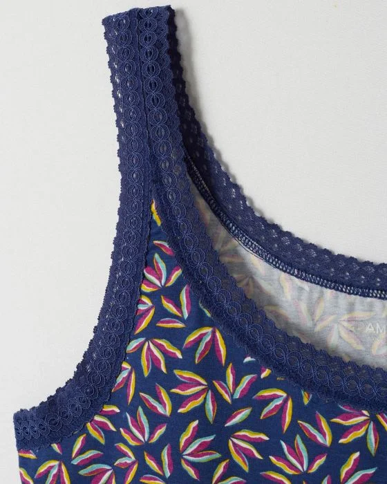 Débardeur Essential en coton extensible, orné de dentelle