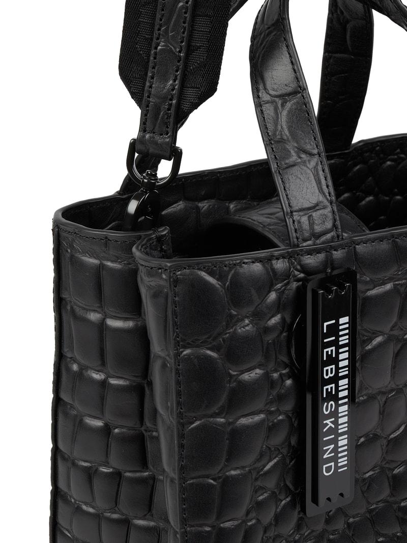 Tote Bag mit Label-Applikation Modell 'Paper' in schwarz