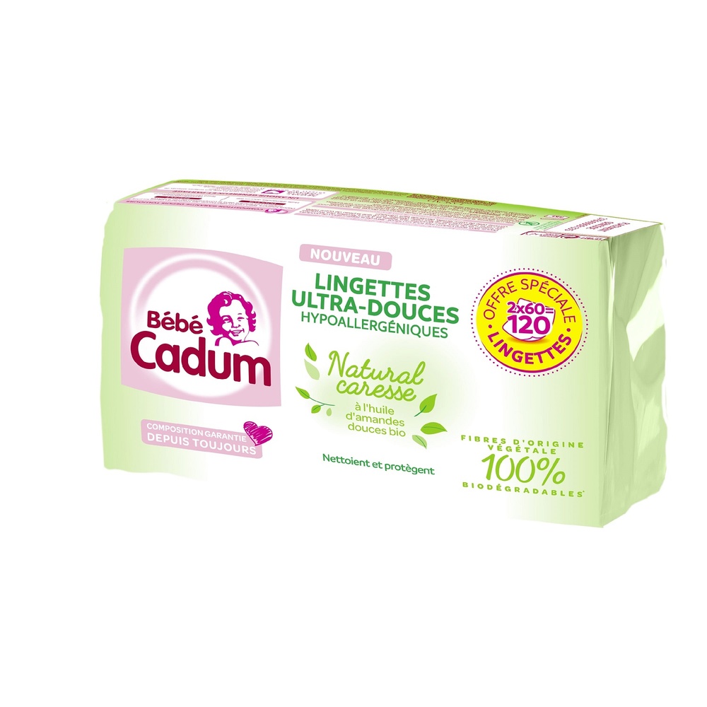 cadum Bébé Cadum Lingettes natural caresse ultra-douces lot de 2