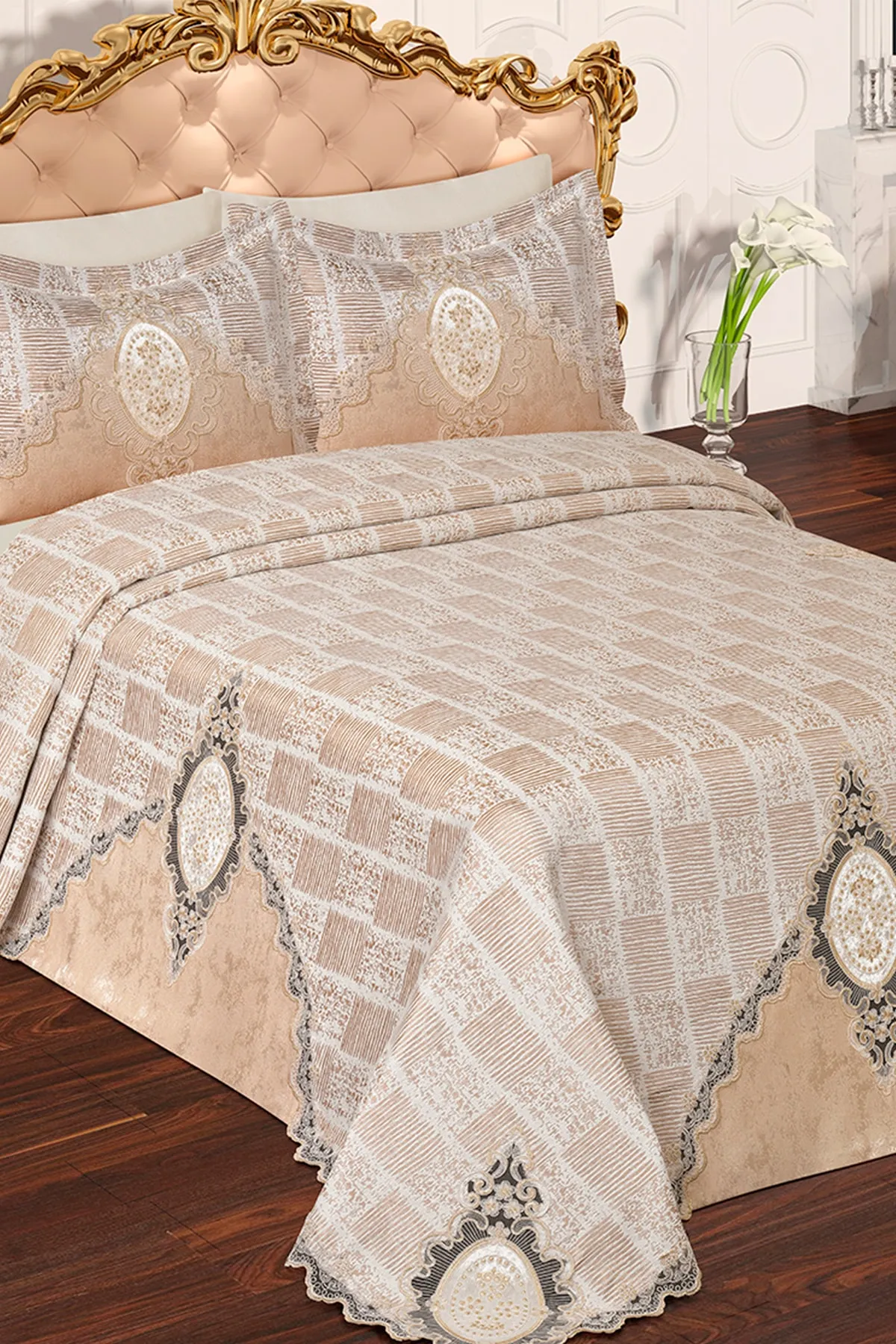 Çeyiz Diyarı  Çeyizdiyarı Jesica 6-teiliges Chenille-Pique-Set Beige