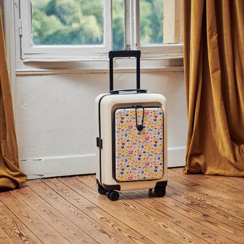 JFK 4-wheel hard-shell suitcase, AMS beige pouch