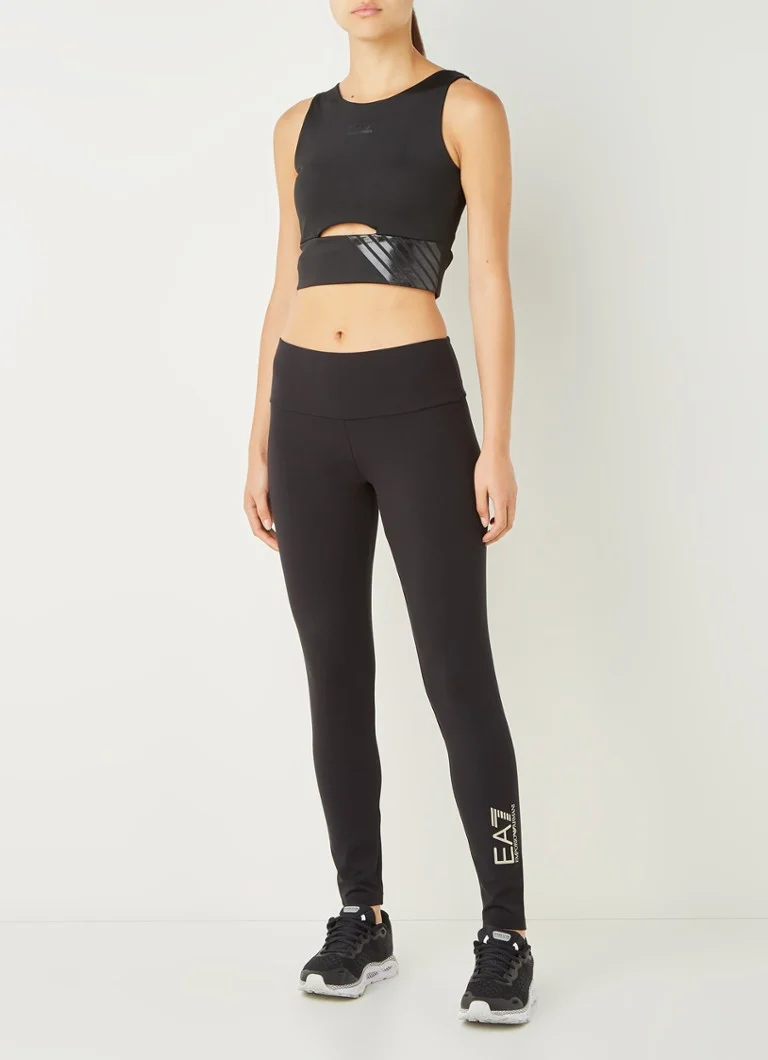 Leggings sportivi a vita alta con logo metallico di Emporio Armani