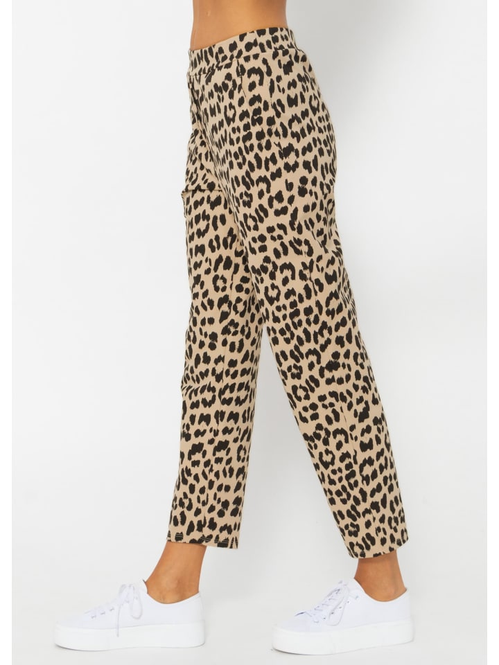 SASSYCLASSY Jersey Chino in Leo-Print in schwarz I camel günstig kaufen