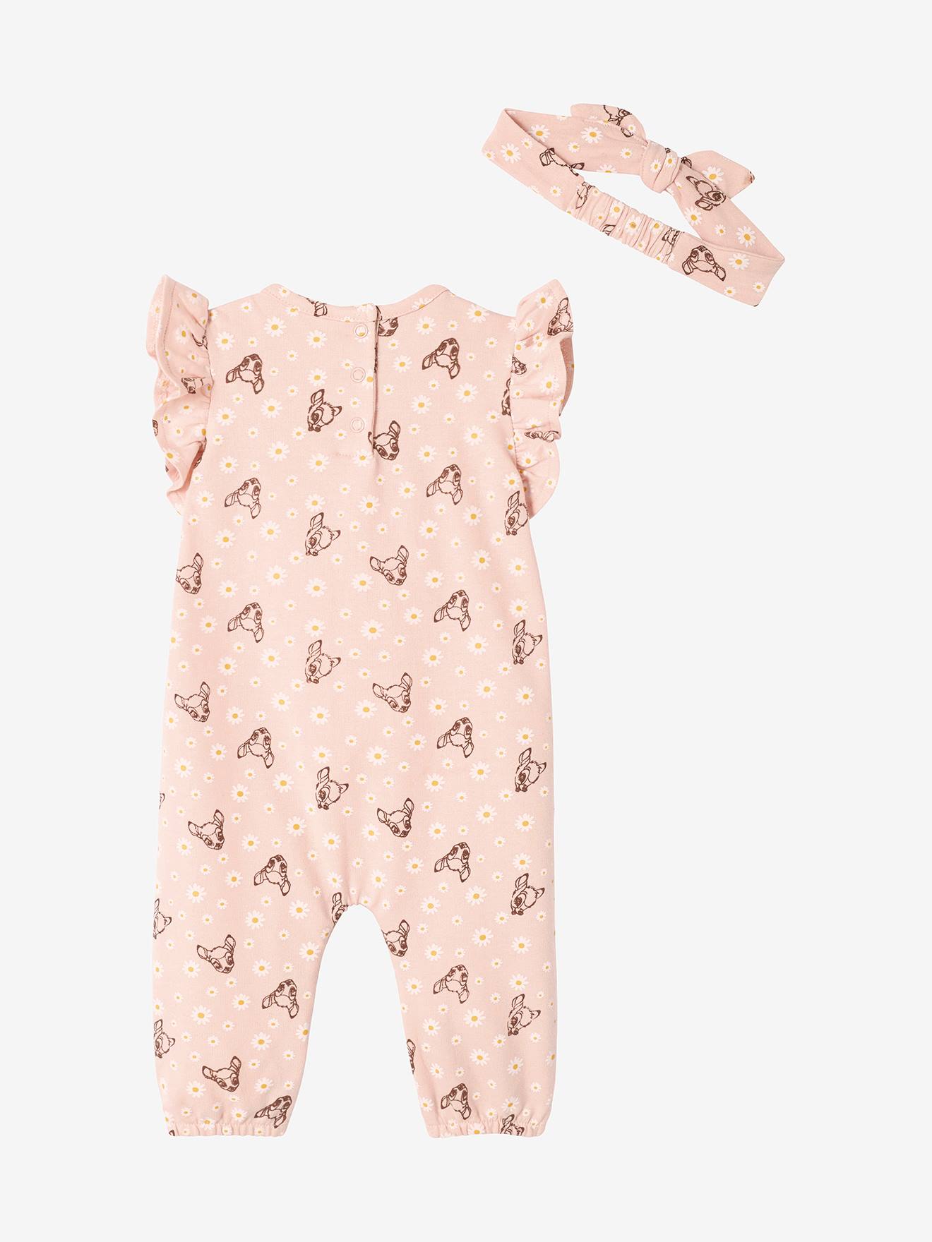 Ensemble fille 2 pièces DS® Bambi combinaison + bandeau vieux rose