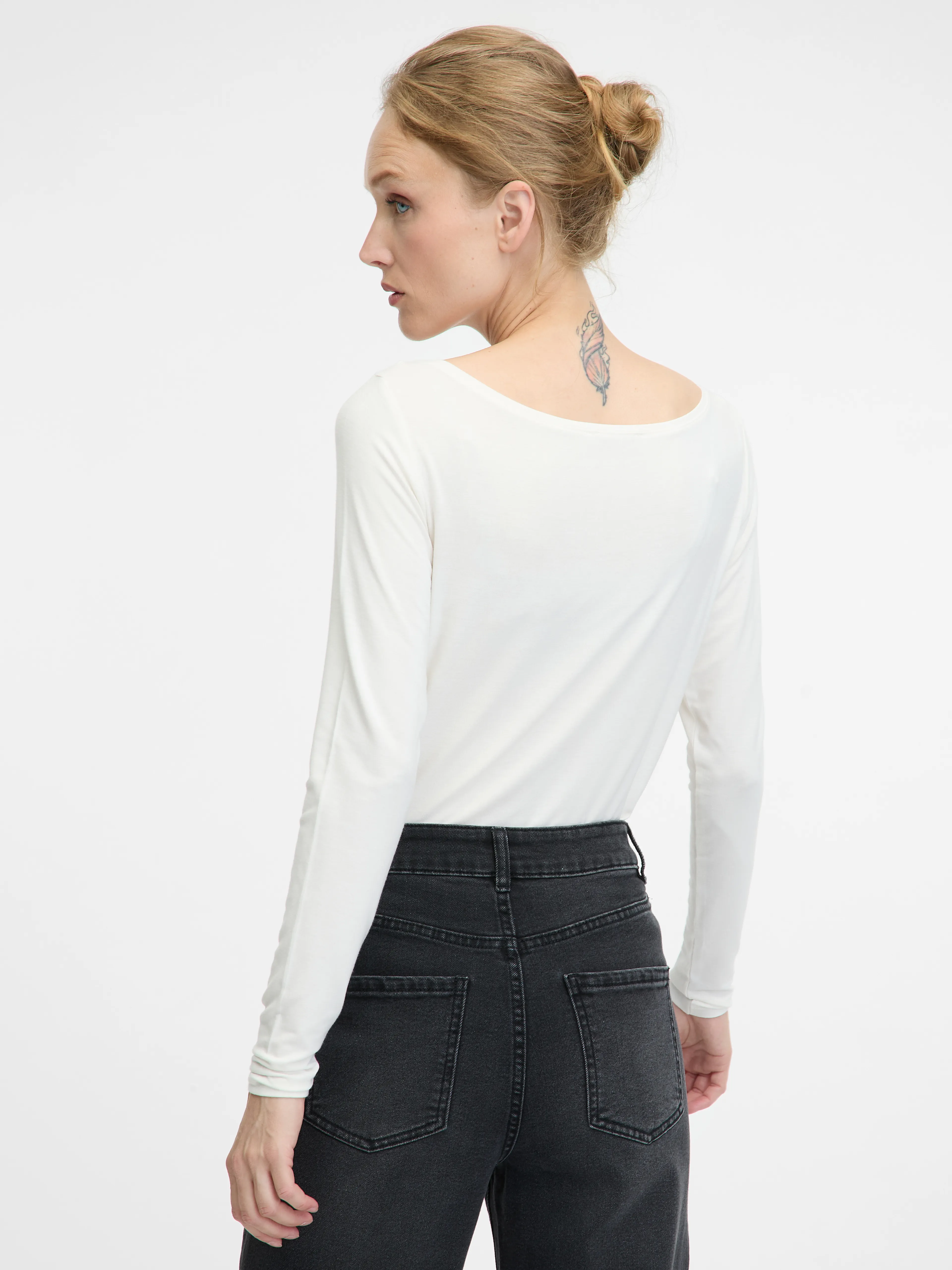 Weißes Langarm-T-Shirt für Frauen ORSAY