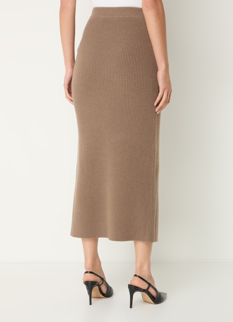 IRO  Kaissy ribgebreide midi rok in kasjmierblend met split