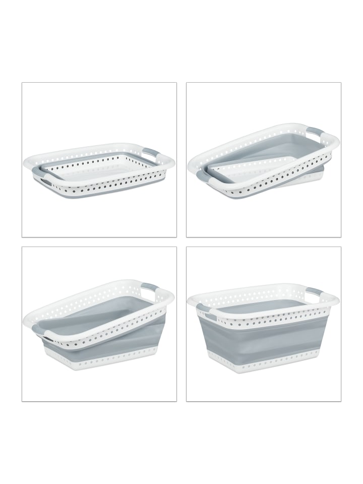 relaxdays Wäschekorb in Grau - (B)61 x (H)27 x (T)45,5 cm günstig kaufen onesize