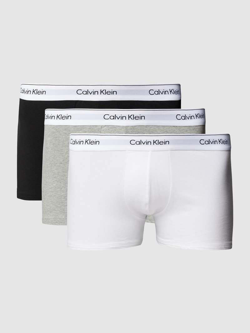 PLUS SIZE Trunks im 3er-Pack mit Label-Detail in mittelgrau meliert