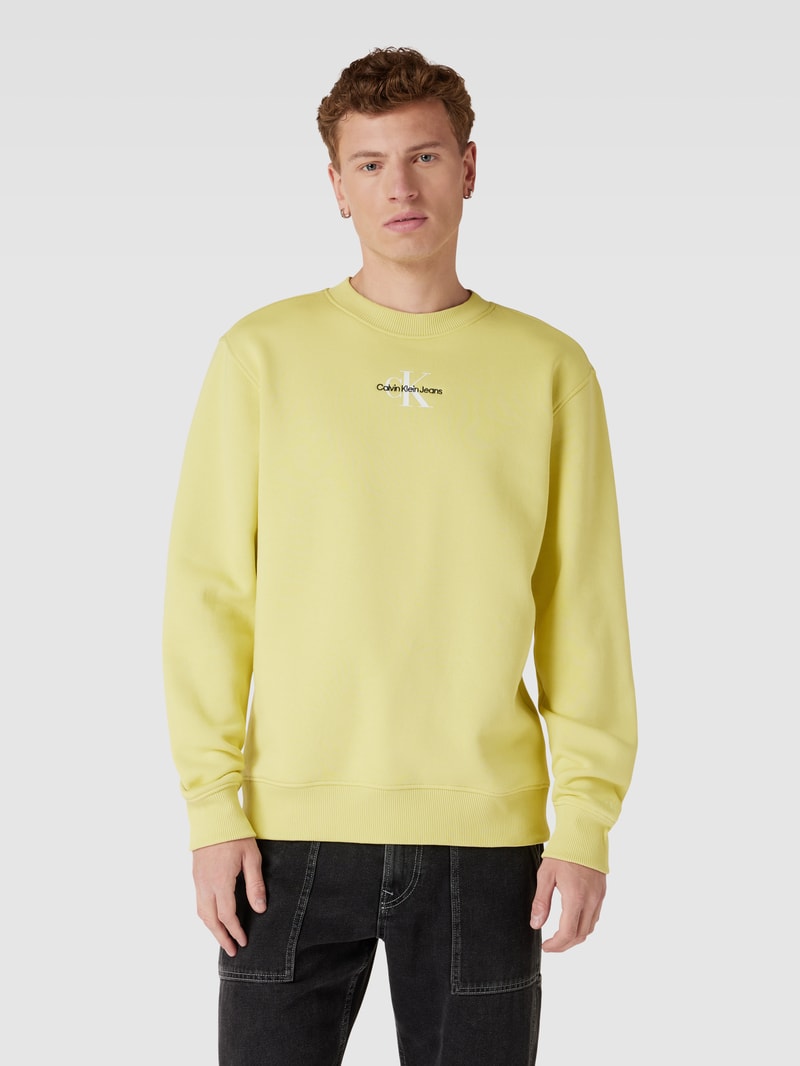 Sweatshirt mit Label-Detail in hellgelb