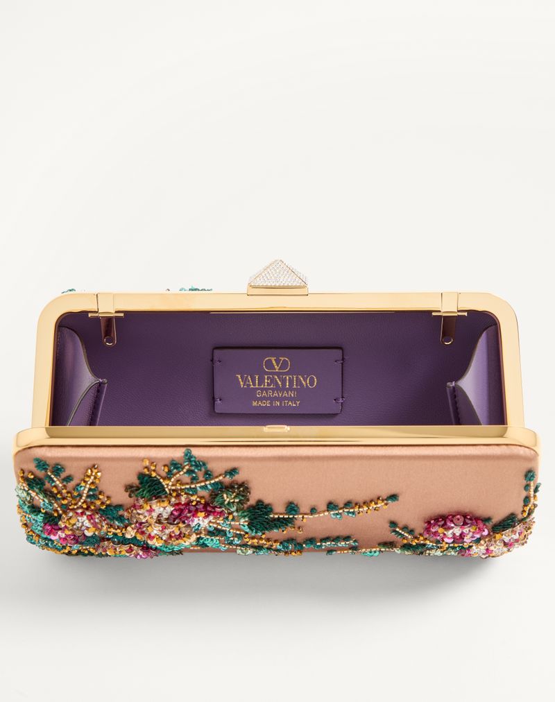 Carry Secrets Bolsa de Cetim com Bordado Floral