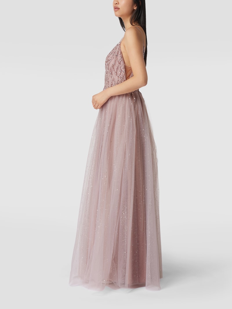 Abendkleid mit Glitter-Effekt in rosé
