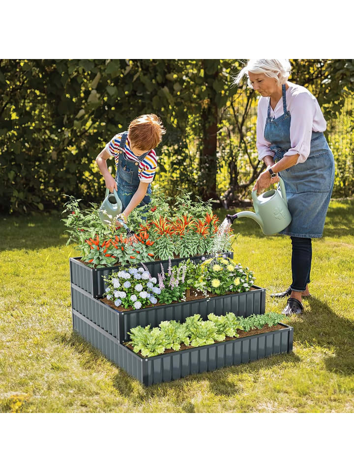 COSTWAY Hochbeet Metall 118x118x61cm in Schwarz günstig kaufen onesize
