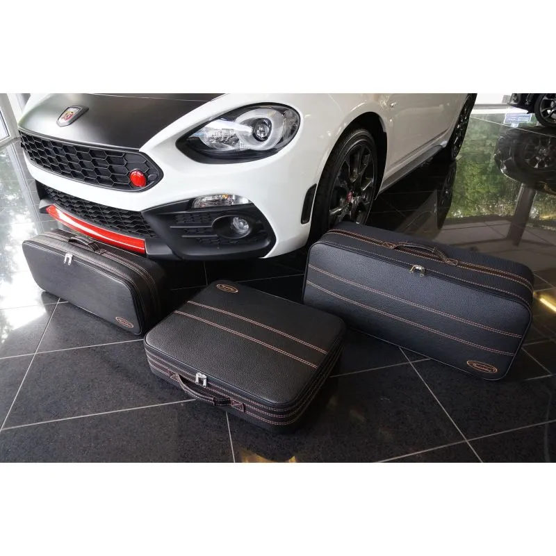 Roadsterbag Fiat 124 Spider (EU-Version) - 3-tlg. Kofferset Kofferraum - Naht Mokka