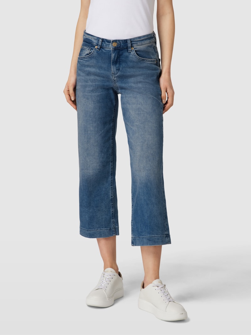 Straight Fit Jeans-Culotte mit Label-Patch Modell 'Rich' in blau