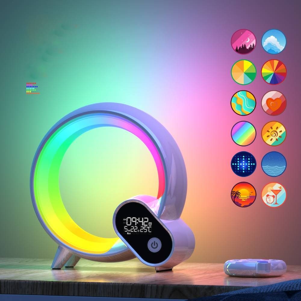 Blusmart Wecker Bluetooth Weck-Nachtlicht Naturgeräusche, Wecker, Snooze-Funktion, bunte Lichter, Einschlafhilfe