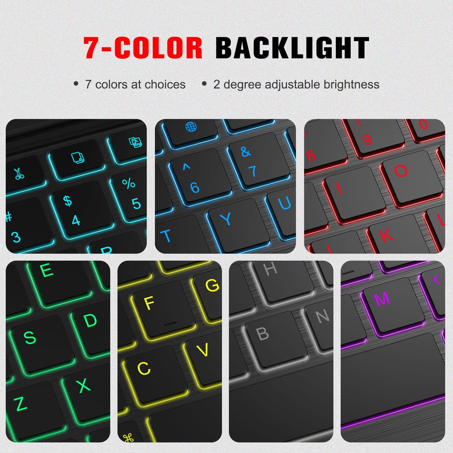 Fintie Farbige Beleuchtete Tastatur(Deutsches Layout QWERTZ) 10‘’ Bluetooth Tablet-Tastatur (für Samsung Galaxy Tab A8/S6 Lite/S8 11, Xiaomi Pad 5, Lenovo P11/M10)